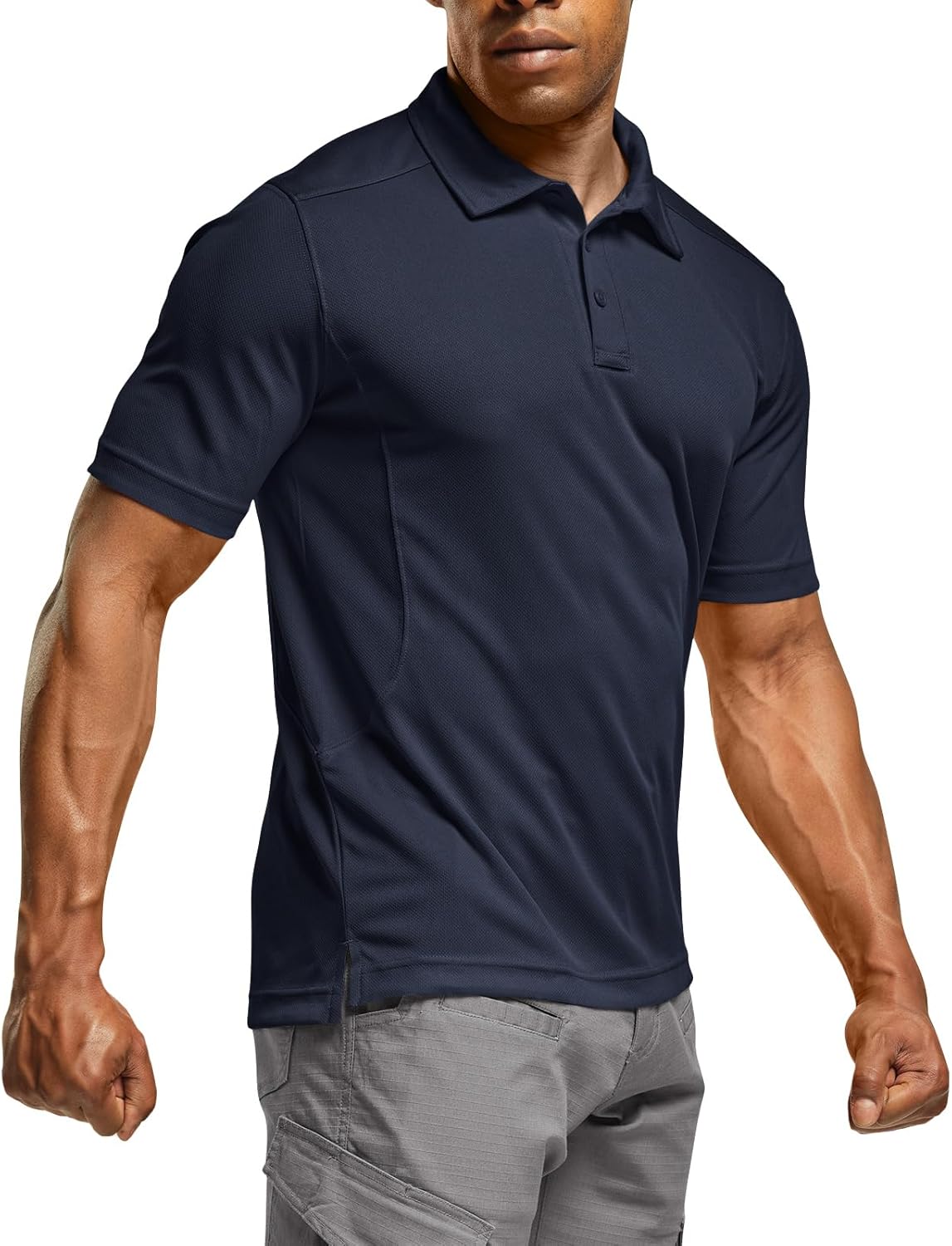 Men's Polo Shirts, Tactical Short Sleeve Golf Performance Shirts, Lightweight Dry Fit UPF 50+ Pique Medium Tall Frost Essential Police Navy