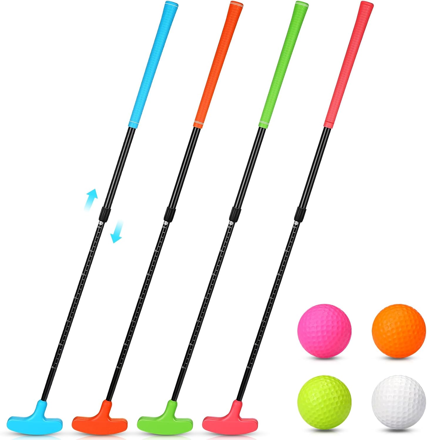 Hiboom Golf Putters for Men and Women Two Way Mini Golf Putter with 4 Golf Balls Adjustable Length Kids Putter Bulk for Right or Left Handed Golfers for Children Teenager Junior