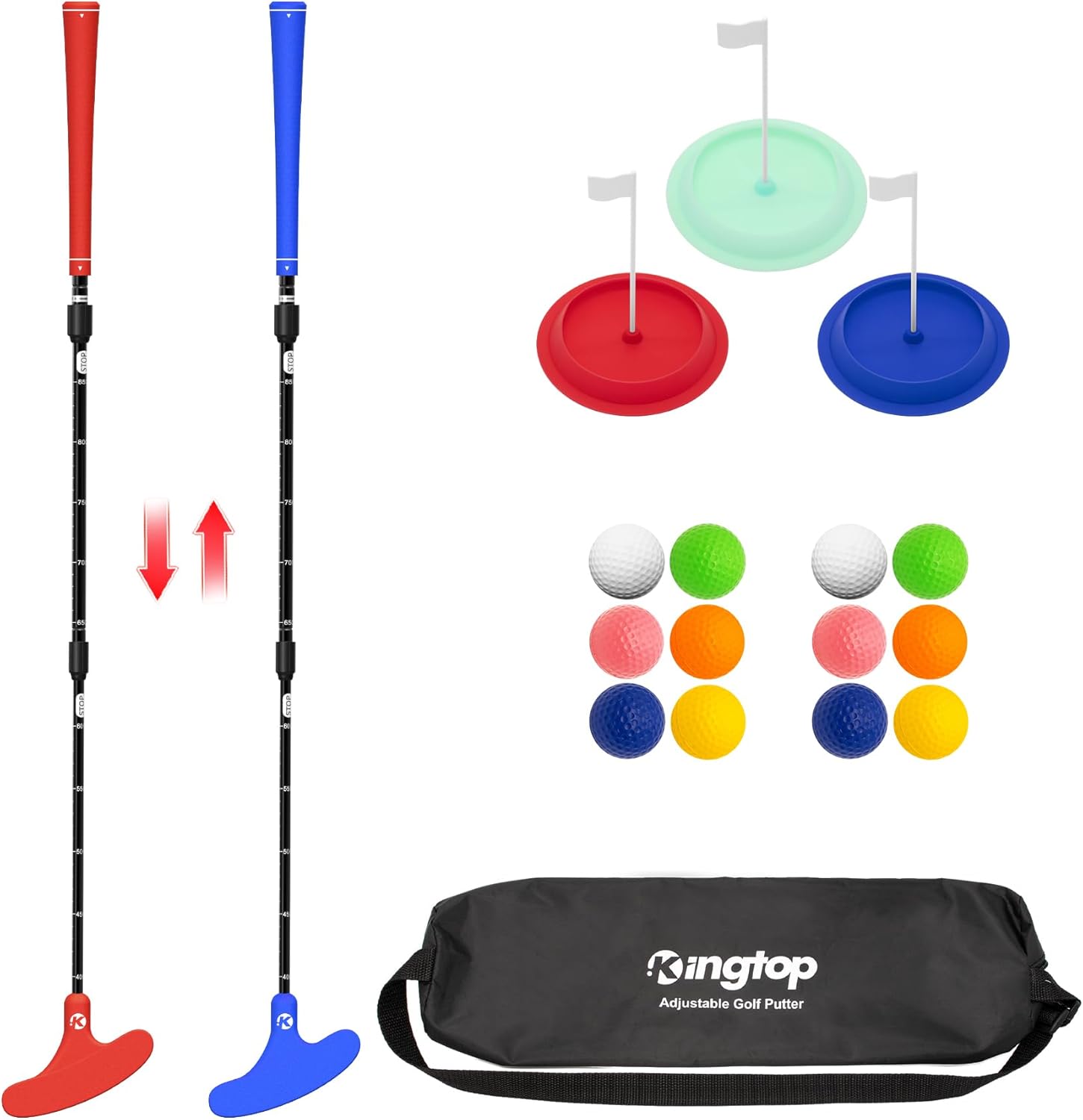 Adjustable Golf Putters for Men and Women, Right and Left Handed Two-Way Golf Putter Club for Kids - Teens - Adults, Putting Training Combo Pack with Putting Cup and Practice Foam Balls