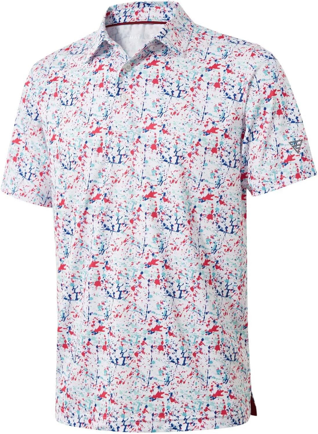 Men's Golf Polo Shirts Short Sleeve Striped Performance Moisture Wicking Dry Fit Golf Shirts for Men PRINT Large White Painting