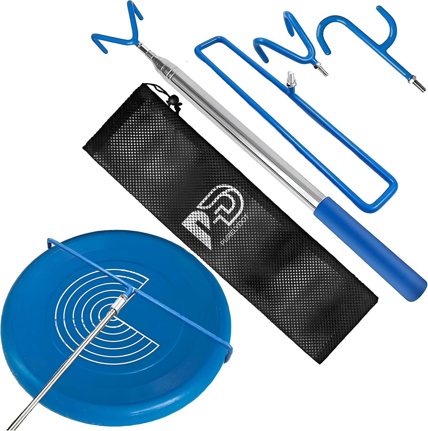 Disc Golf Retriever Pole 16ft - Multifunctional Telescopic Disc Golf Grabber with Stainless Steel Frame and Easy to Carry Bag - Extendable Accessories Grabber to Retrieve Disc in Water, Trees, Bushes