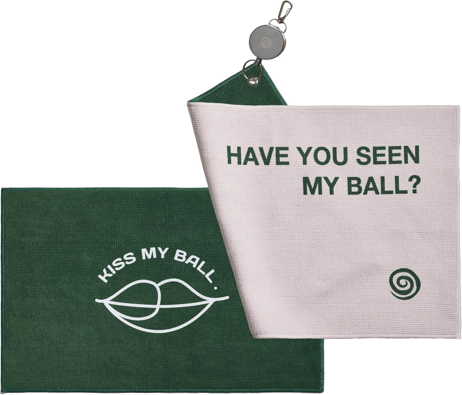 Golf Holyn Double-Sided Terry Cloth Essential Golf Ball Towel (Beige Green) with Retractable Reel Clip, Premium Microfiber Cleaning Cloth for Clubs & Balls, Fashionable Golf Accessories for Golfers