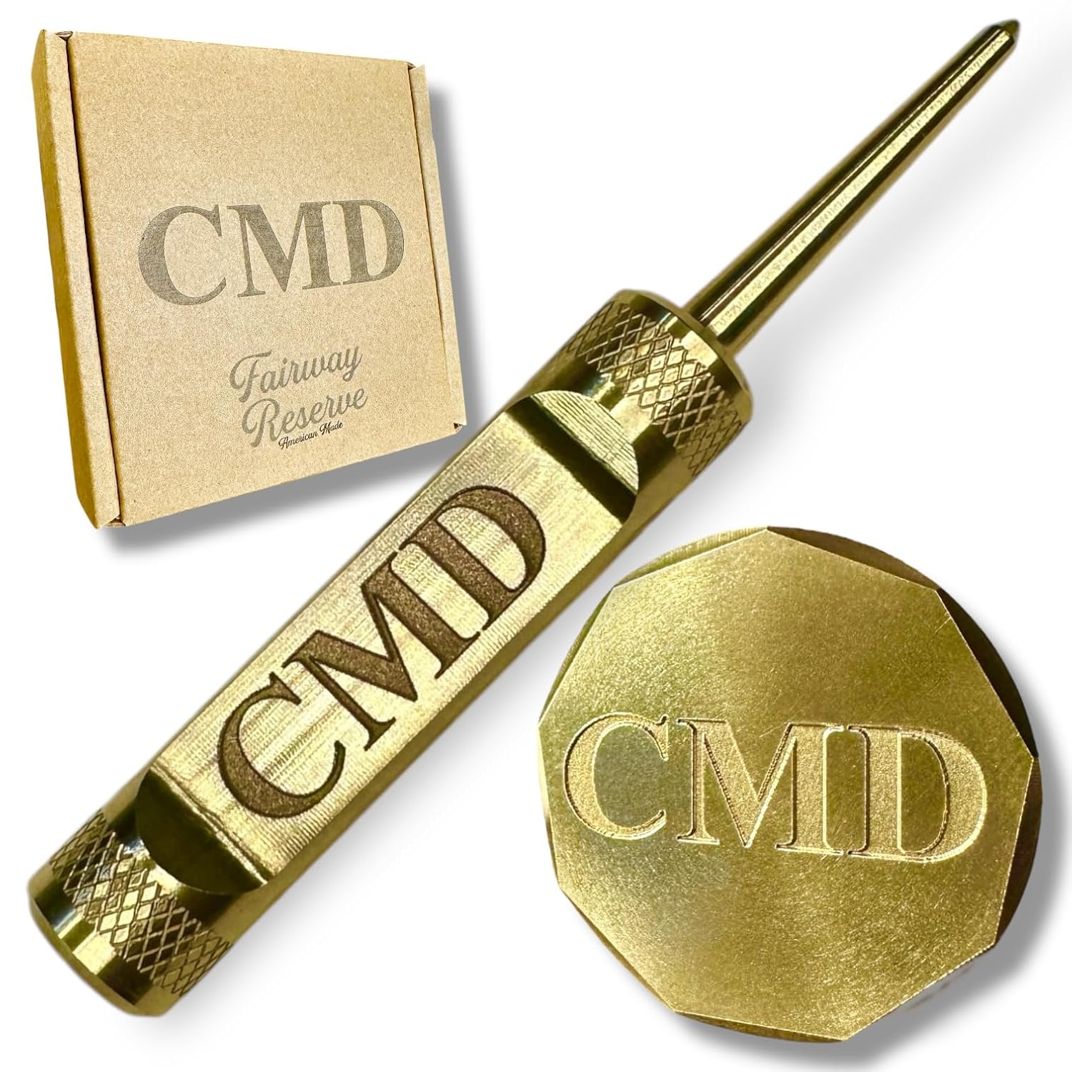 Personalized Golf Ball Marker & Golf Divot Tool - Solid Brass, 100% USA-Made Custom Golf Accessories for Men and Perfect Gifts for Golfers (No Bottle Opener)