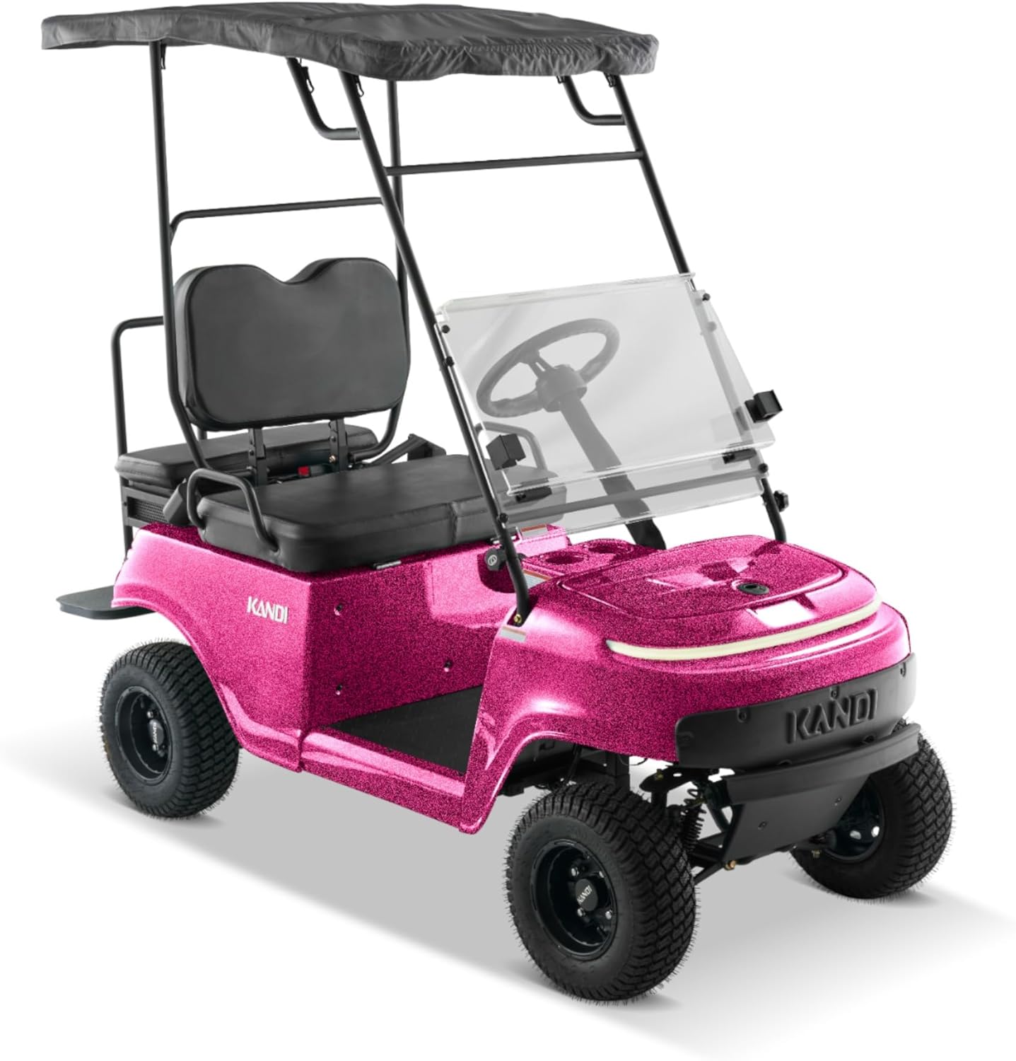 America Collapsible Mini Golf Cart with Lithium Battery, Portable Electric Golf Cart, 25 Mile Range, Charge with Standard 120V Outlet, 2-Seat Passenger Cruiser, UTV Special Edition Pink
