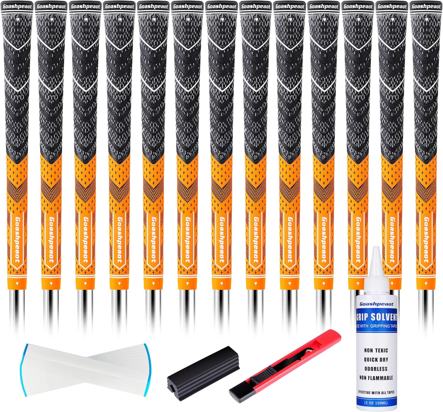 Cross Cord Golf Grips 13 Pack with Golf Grip Kit，Premium Hybrid, Anti-Slip Golf Club Grips, High Feedback & All Weather Performance Golf Grips