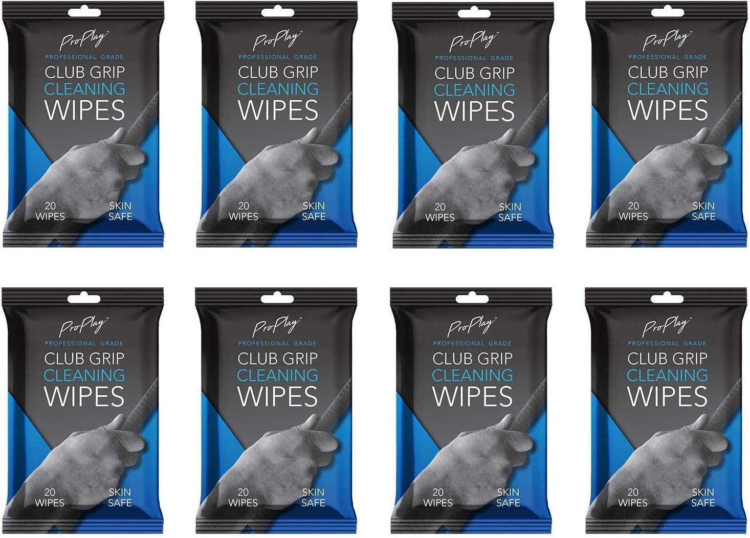 Club Grip Cleaning Wipes - Powerful Cleaner Removes Grime, Dirt, and Sweat - Restore Tackiness of Golf Club Grips - Convenient, Resealable Pack - Unscented 8 Pack