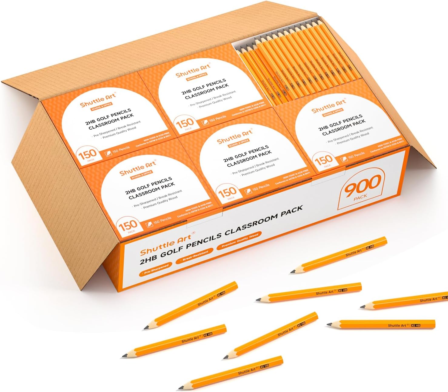 900 Pack #2 HB Golf Pencils, Wood-cased 3.5” Mini Pencils Bulk, Pre-sharpened Small Pencil for Kids Teachers Writing Marking Sketching, Classroom Essentials, Back to School Supplies