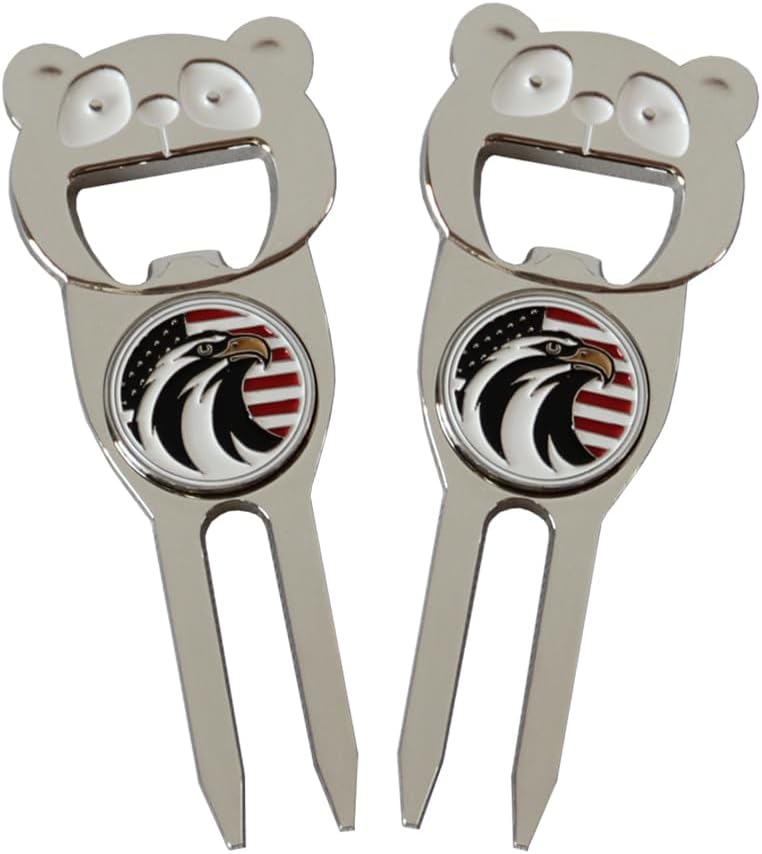 2 Pack Golf Divot Tool,Ball Marker, 6 in 1 Divot Tool,Club Holder,Magnetized to Hold Ball Marker,Groove Cleaner,Repairs Course,Even A Bottle Opener,Golf Accessory for Golfers