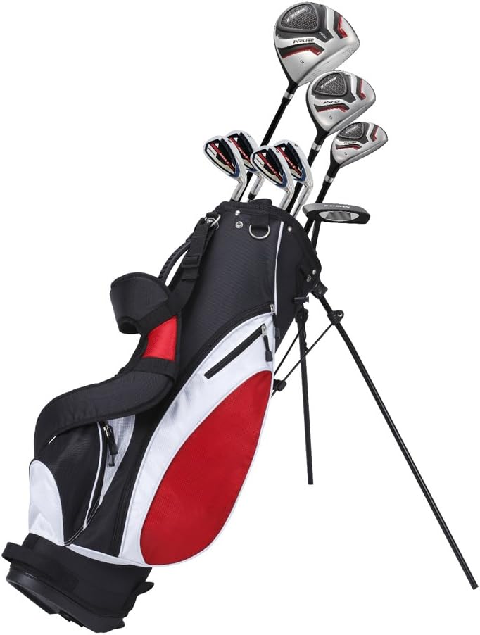 Teen Golf Club Set for Ages 13-16 - Right/Left Hand Youth Golf Clubs with Titanium Driver, Stainless Steel Hybrid, 7-PW Irons, Putter, Stand Bag & 3 Headcovers - Graphite/Steel Shafts