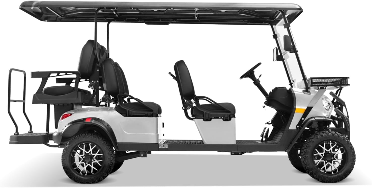 America 6 Passenger Electric Cart with Lithium Battery, 37 Mile Driving Range, 120V Charging Port, Heavy Duty Golf Cart 6 Seats, UTV, Power Steering, 5,000 Watt Electric Motor, 20 MPH Top Speed