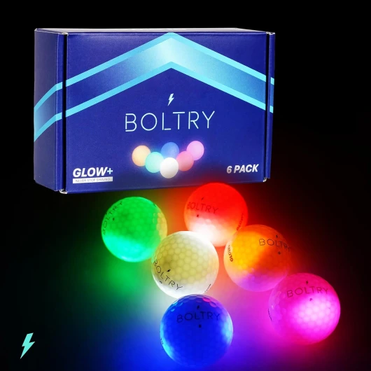 BOLTRY Glow+ - with This Pack of 6 LED Golf Balls, Extend Your Hours of Play Even in Low Light Conditions, See Their Trajectory and Avoid Losing Them - Never Stop Shining!