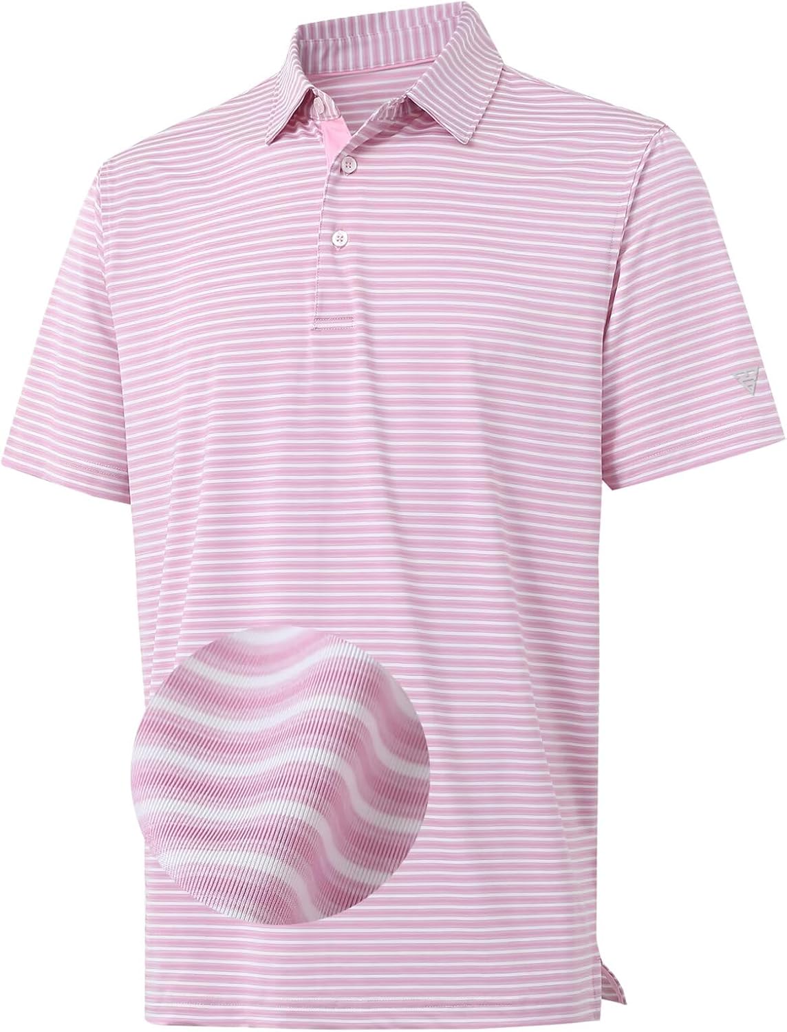 Golf Polo Shirts for Men Stripe Performance Moisture Wicking Dry Fit Collared Mens Polo Shirts Short Sleeve