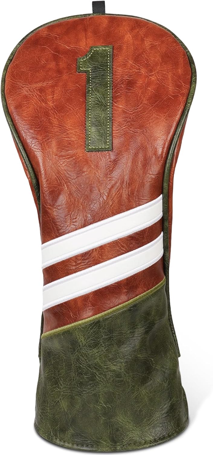 Club Head Covers 3pcs or 1pc Classic Brown Golf Headcovers Set Golf Club Headcovers for Driver Fairway Utility/Hybrid Woods Headcovers Driver Cover