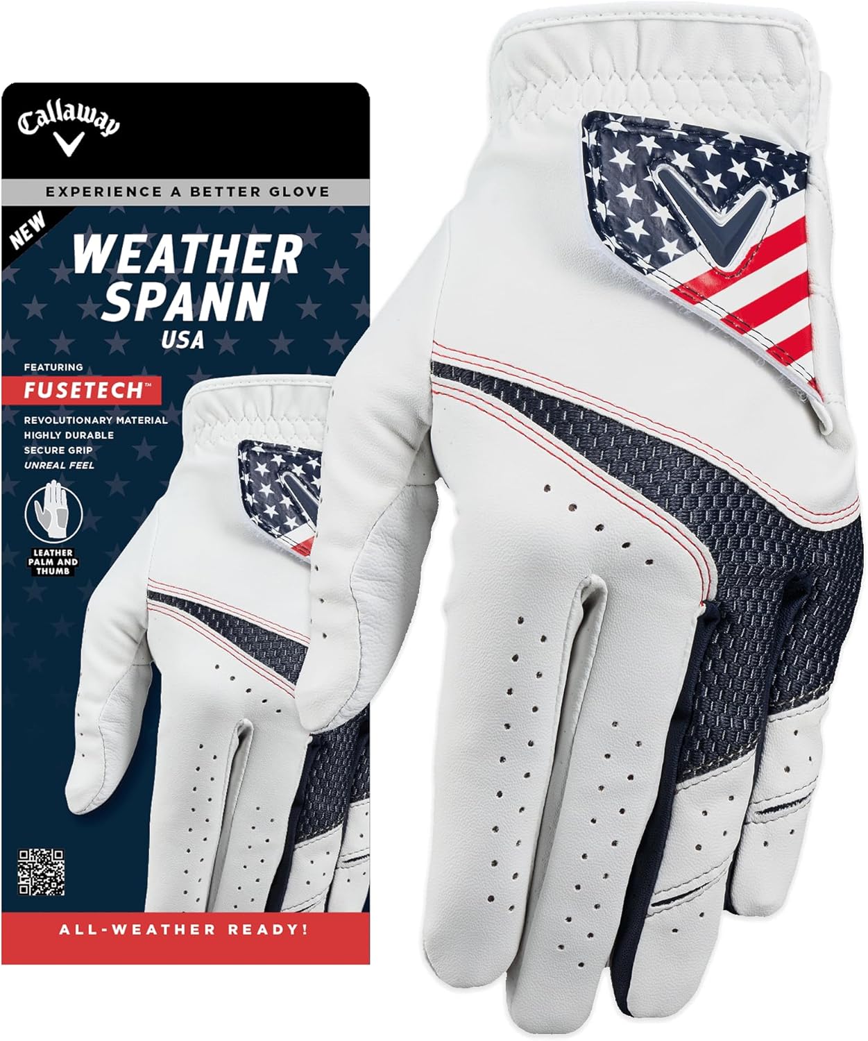 Golf Weather Spann Glove USA Large Men's Worn on Left Hand