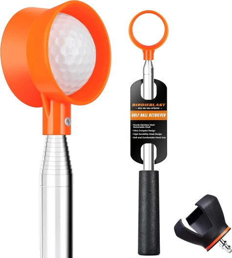 Golf Ball Retriever Telescopic, with Golf Ball Grabber for End of Putter, 9Ft/12Ft/17Ft/20Ft Stainless Steel Golf Ball Retriever for Water