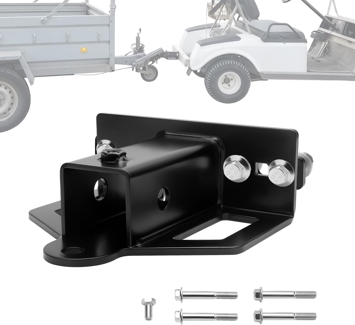 Universal Mower Trailer Hitch with 2in Receiver, Zero Turn Lawn Mower Tow Hitch Receiver for UTV Tractor Golf Cart,6mm Thickened Heavy-Duty Trailer Hitch Receivers with Chain Slot Pin Hole 2"