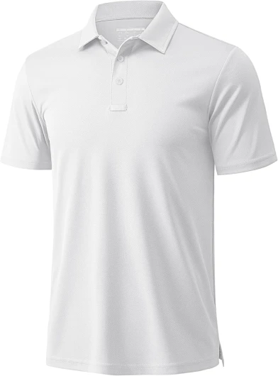 Men's Polo Shirts Short Sleeve Golf Quick Dry Collared Moisture Wicking Athletic Performance Polos Large White