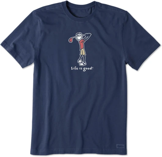 Men's Crusher Tee Shirt, Short Sleeve Cotton Graphic T-Shirts, Golf Jake Darkest Blue X-Large