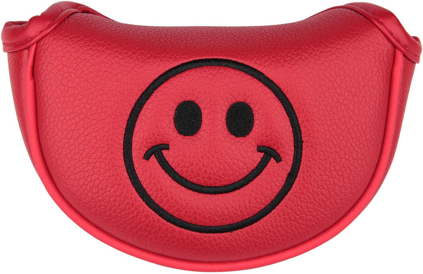 Golf Club Small/Mid Mallet Putter Head Cover Harf Mallet Cover Soft Leather with Embroidery Magnetic Closure Red