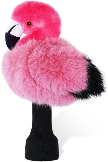 Funny Golf Club Head Covers, Animal Plush Driver Headcover, Golf Headcover Fits Standard 460cc Driver Head Flamingo
