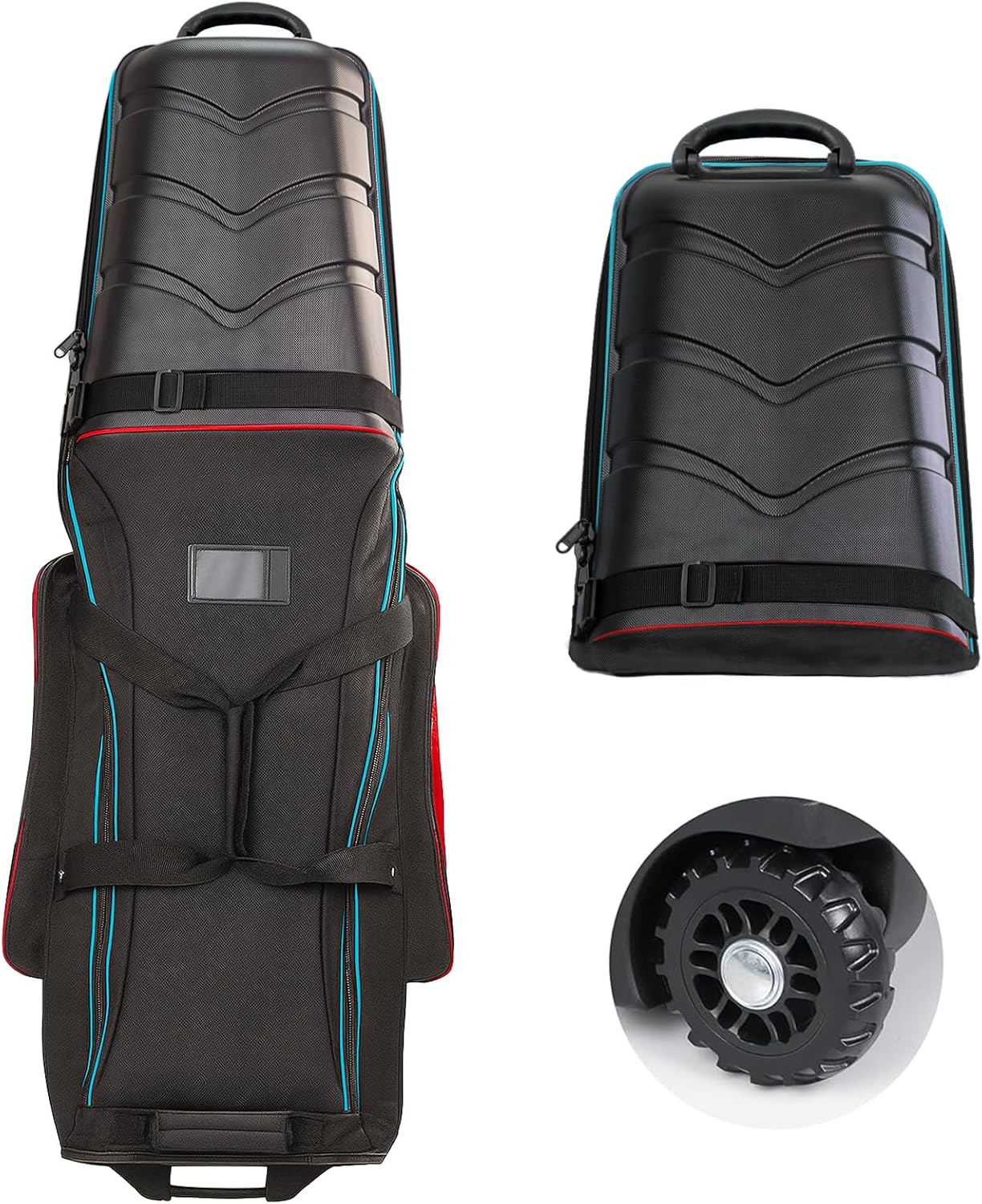 Golf Travel Bags for Airlines with Hard Case Top & Wheels, Hard Shell Top Protect Golf Club, Made of 1680D Heavy Duty Oxford, Internal Strap for Fixing, Lightweight and Easy to Maneuver, TwilightEmber