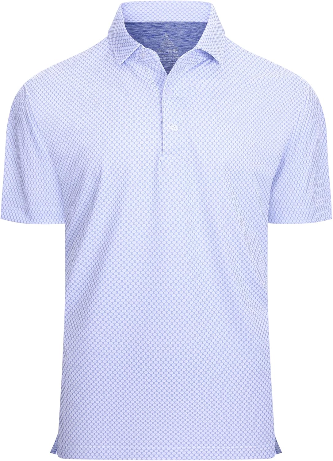 Mens Golf Shirt Moisture Wicking Classic Print Golf Shirts for Men White Circle Large