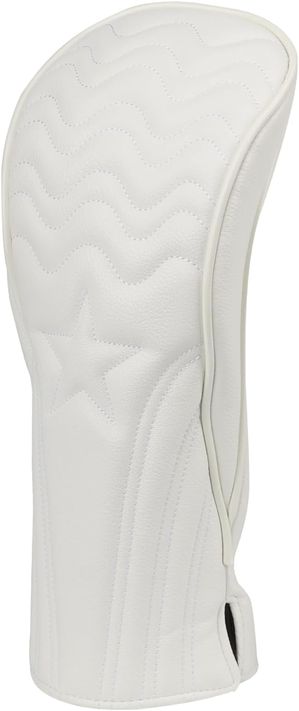 4pcs or 1pc Golf Club Head Covers for Woods, Driver, Fairway, Hybrid – Premium PU Leather with Interchangeable Tags & Magnetic Blade and Mallet Putter Covers Driver Headcover(White)