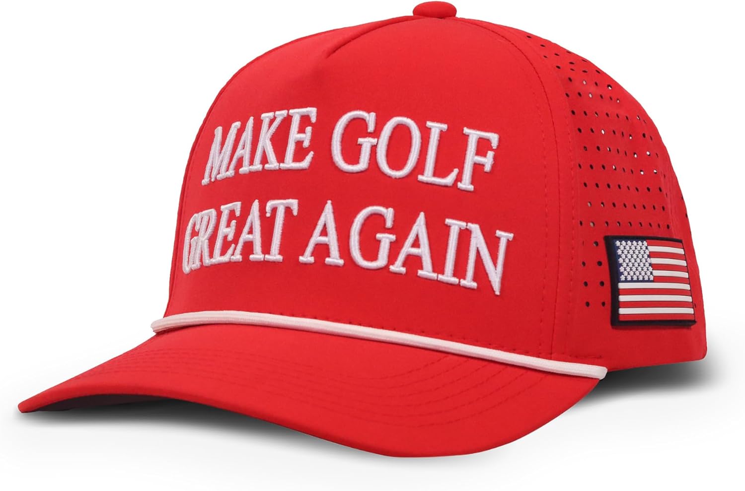 American Golf Hat – Funny Golf Snapback Cap – Rope Golf Hat – Adjustable & Breathable – Funny Golf Gift for Men and Women - Red