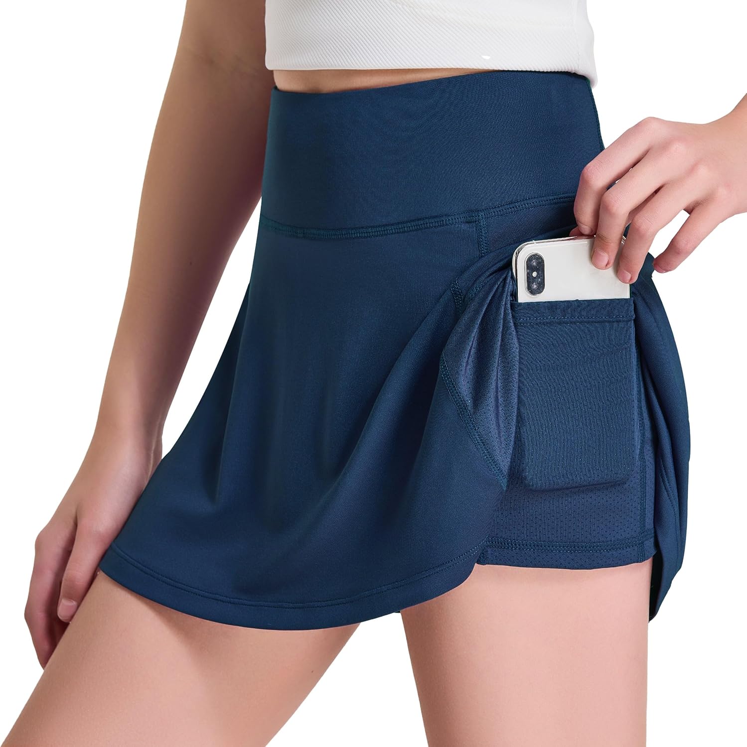 Girl's Golf Skirt Adjustable Waist Active Tennis Skort UPF50+ Navy Large