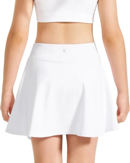 Girls Tennis Skirts with Pockets Athletic Skorts Inner Shorts High Waisted Sports Golf Running Skirt White 10-11 Years