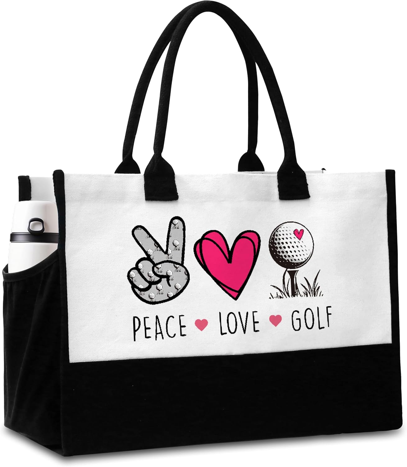 Peace Love Softball Tote Bag with Pockets for Women - A01-A08 Peace Love Golf