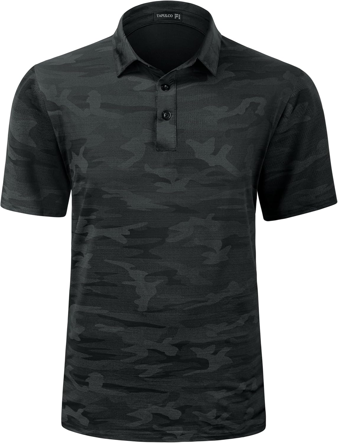 Mens Quick Dry Polo Shirts Camouflage Pattern Performance Athletic Lightweight Breathable Casual Golf Tshirts Medium Short Sleeve - Camo Black