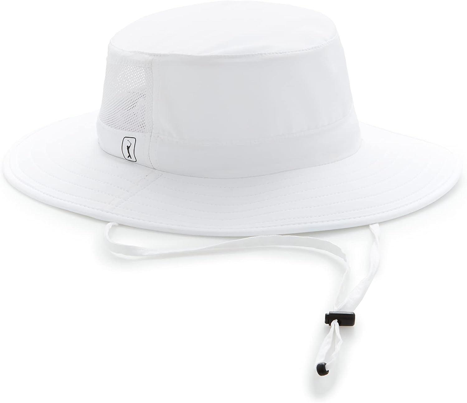 Men’s Solar Golf Bucket Hat with Chin Strap One Size Bright White