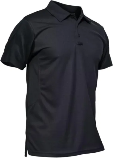 Men's Polo Shirt Quick Dry Performance Short Sleeve Tactical Shirts Pique Jersey Golf Shirt Large #01 Black