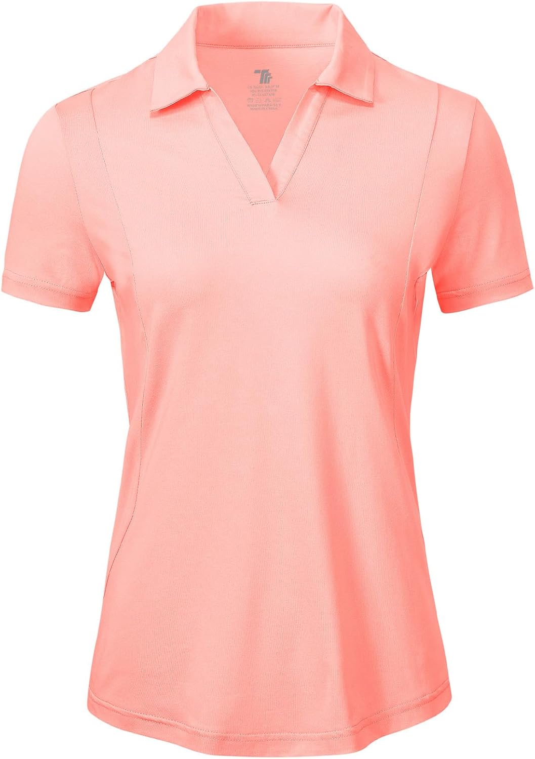 Women's Short Sleeve Golf Tennis Polo Shirts V Neck Collared Workout Tops UV Protection Dry Fit Medium Pink