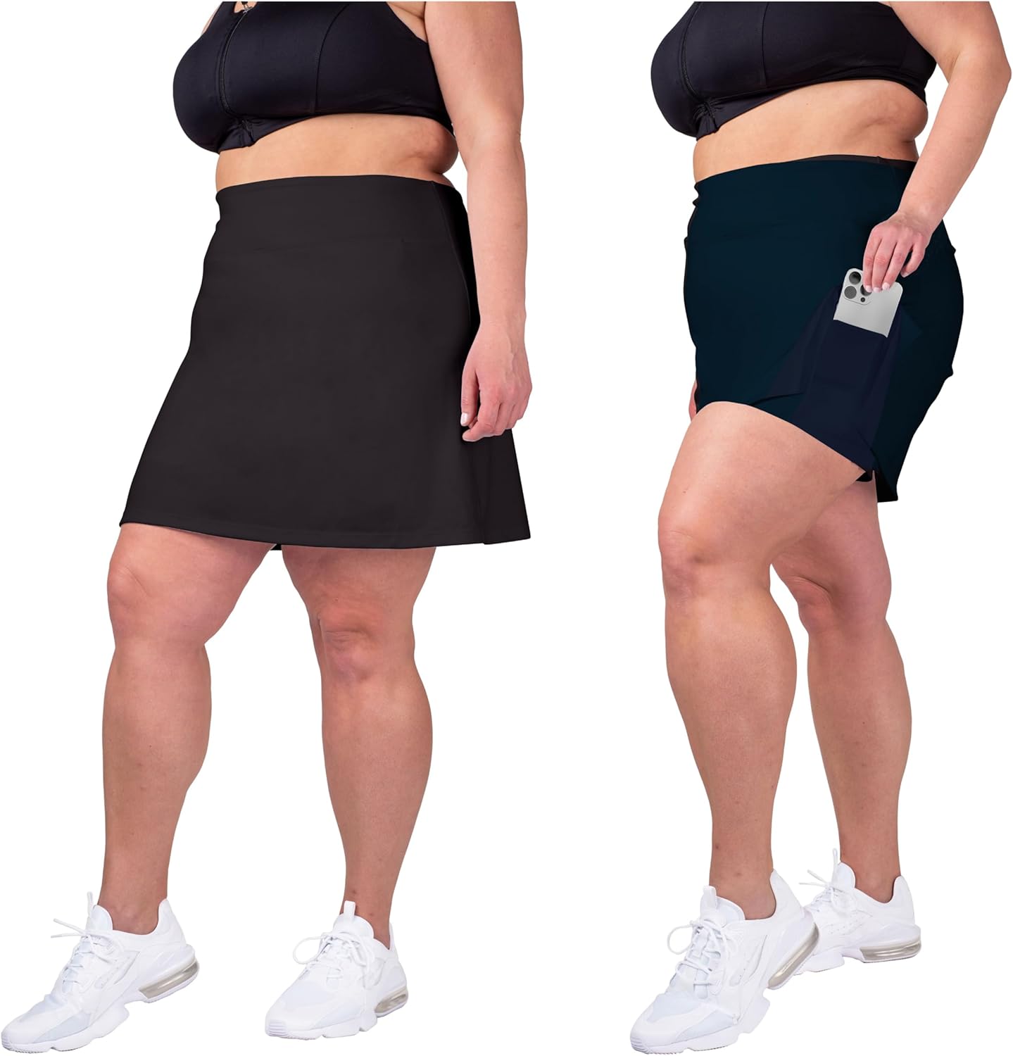 Inerzia 2 Pack Skorts Plus Size Skirts for Women High Waisted Active Skort Golf and Tennis Skirts for Women 2X Black and Black