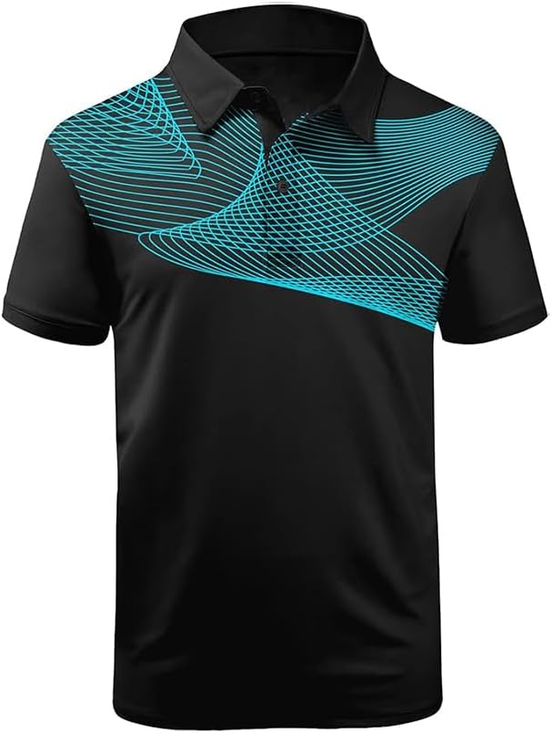 Golf Polo Shirts for Men Short Sleeve Athletic Tennis T-Shirt Black Navy Blue XX-Large