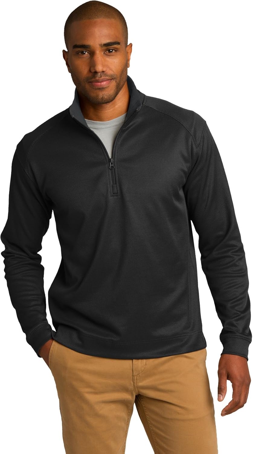 Men's Vertical Texture Quarter-Zip Pullover X-Large Black/ Iron Grey