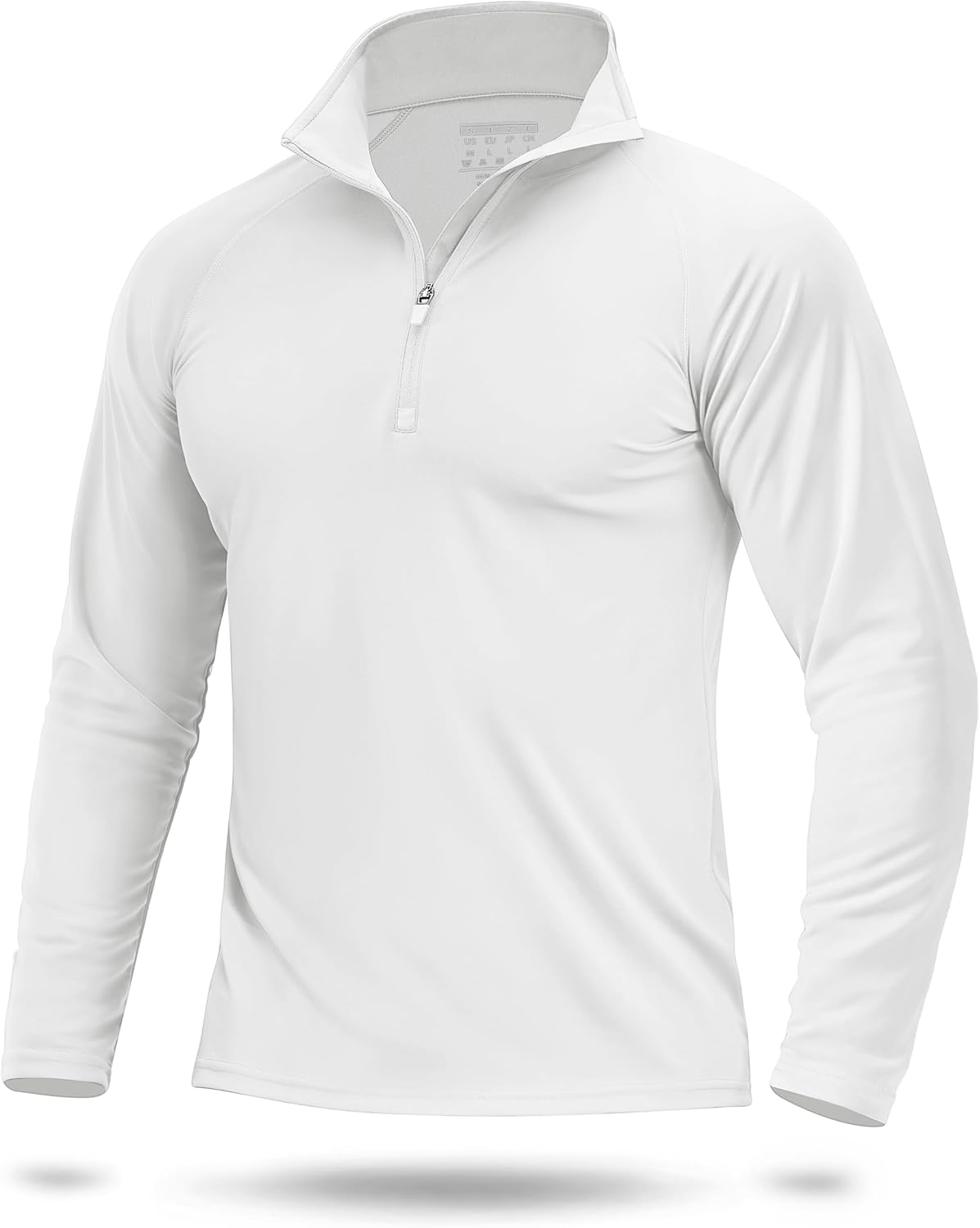 Men's UPF 50+ Sun Shirts 1/4 Zip Long Sleeve SPF UV Protection Lightweight Quick Dry Quarter Zip Golf Shirts White Large