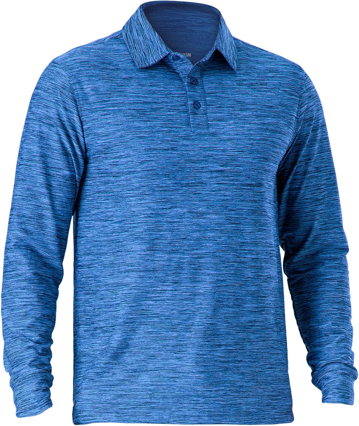 Men's Polo Shirts Quick Dry Golf Shirts UPF 50 Long and Short Sleeve Moisture Wicking Polo Shirts Medium Navy