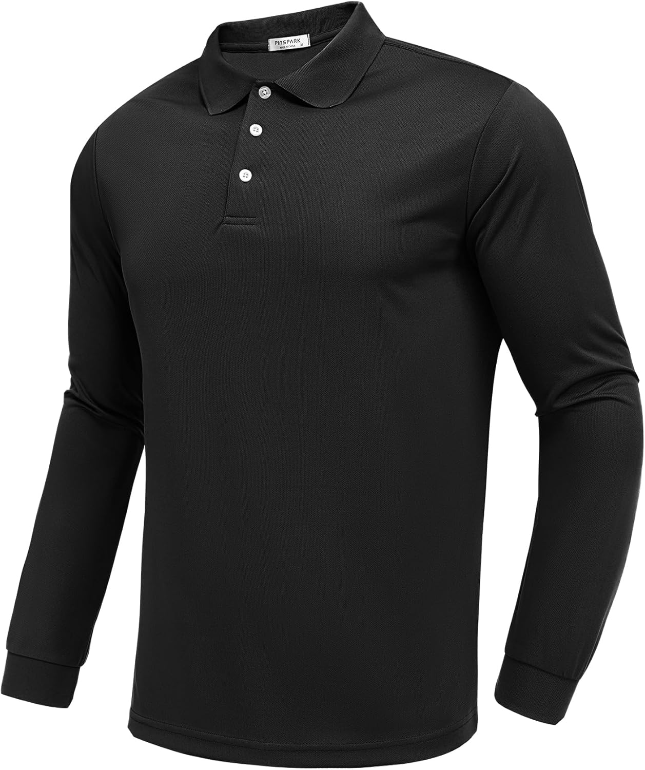 Long Sleeve Polo Shirts for Men Moisture Wicking Golf Shirts Quick Dry Work Hiking Casual Collared Shirt Large Black