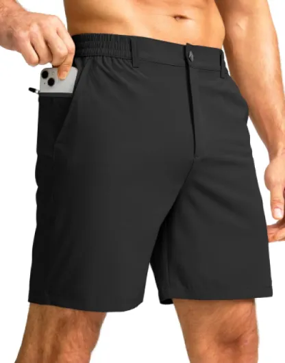 Men's Casual Shorts 7" Lightweight Golf Shorts for Men Stretch with 3 Pockets Quick Dry Breathable Work Shorts X-Large Black