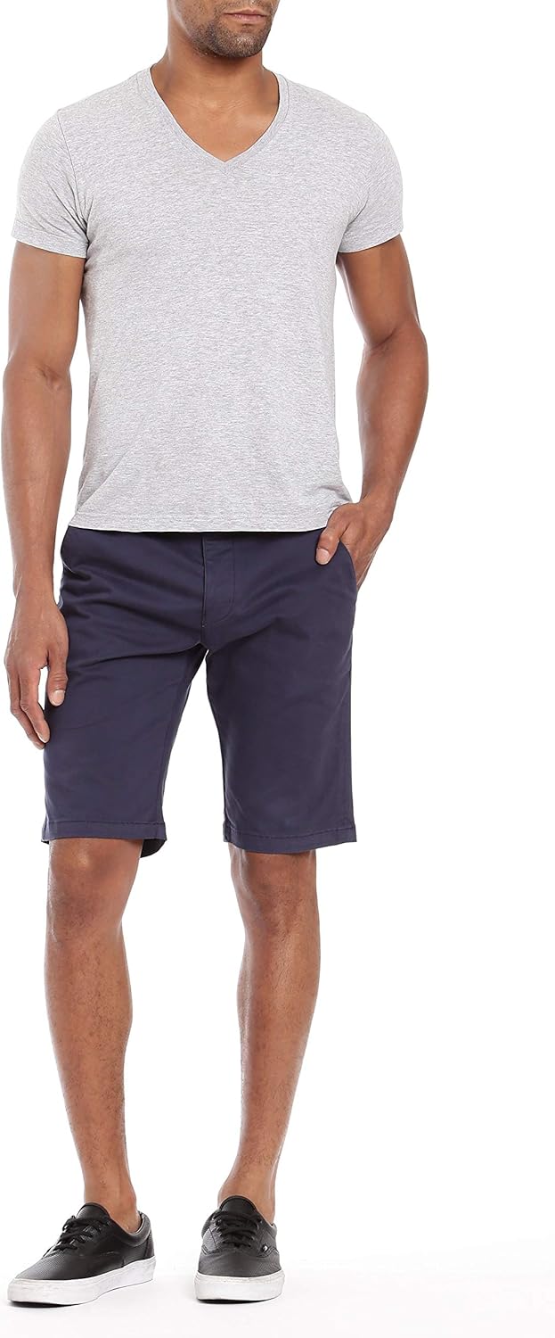 Jacob Men's Chino Shorts, Mid Rise Shorts for Men, 11" Inseam Slim Fit Men's Shorts 33W x 11L Dark Navy Sateen Twill
