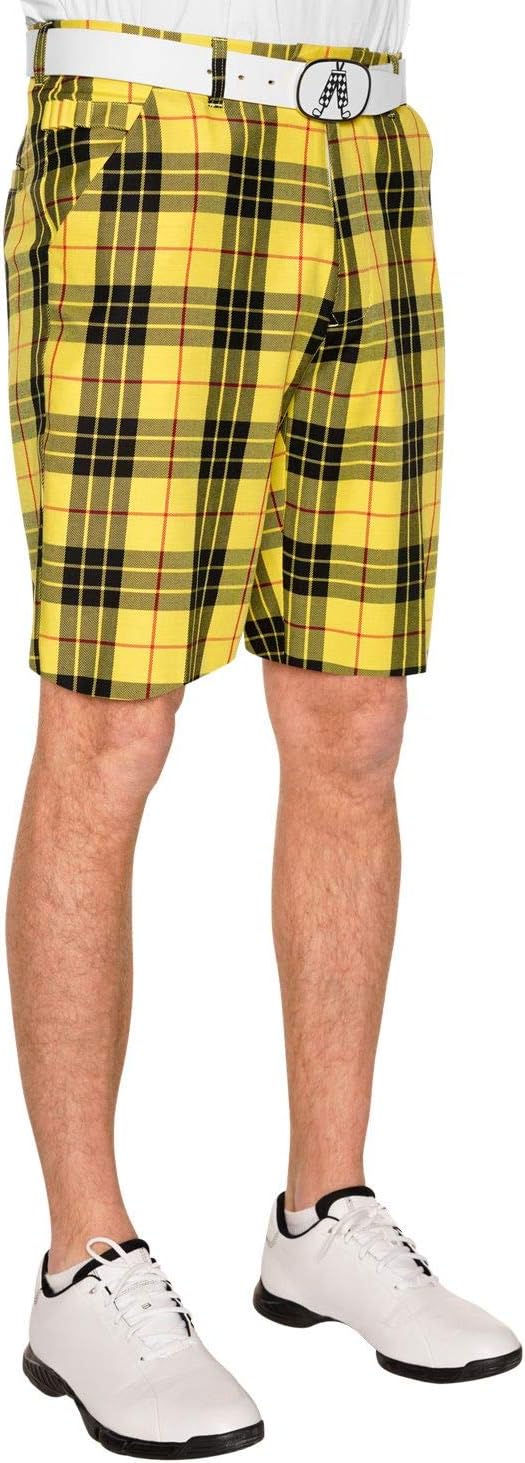 Royal & Awesome Mens Golf Shorts, Crazy Golf Shorts For Men, Plaid Shorts Men - Golf Tool Included Loud Macleod 36