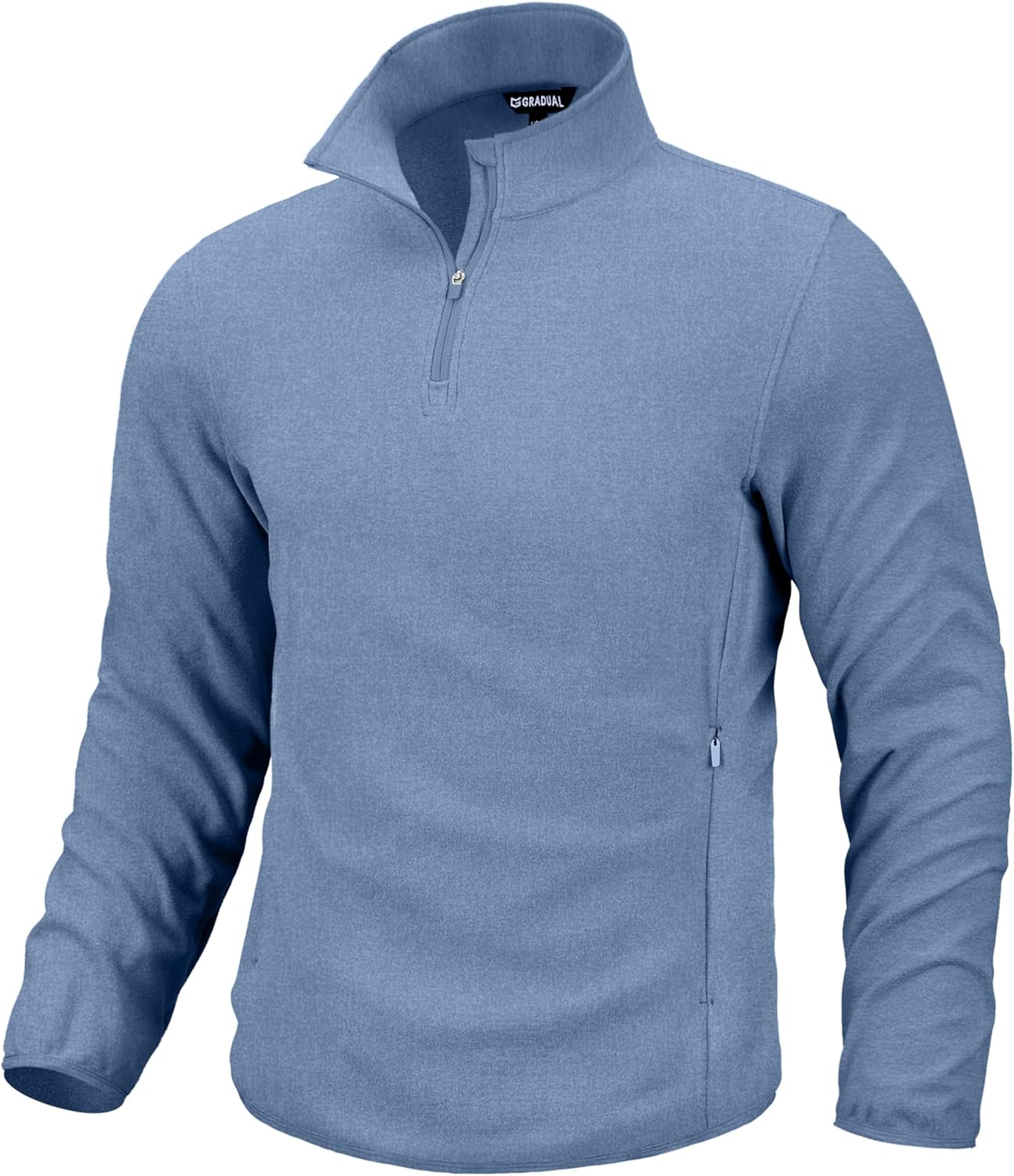Mens Quarter Zip Pullover Fleece with 2 Zipper Pockets Long Sleeve Golf Shirt Winter Athletic Sweater Lightweight XX-Large Heather Haze Blue