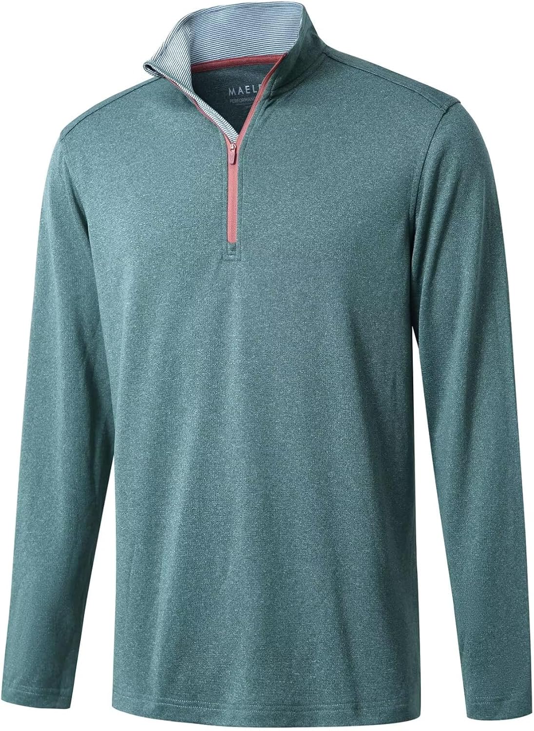 Quarter Zip Golf Pullover Men Dry Fit Long Sleeve Performance Wicking Mock Neck 1/4 Zip Pullover Mens Sweatshirt Large Dark Green Melange