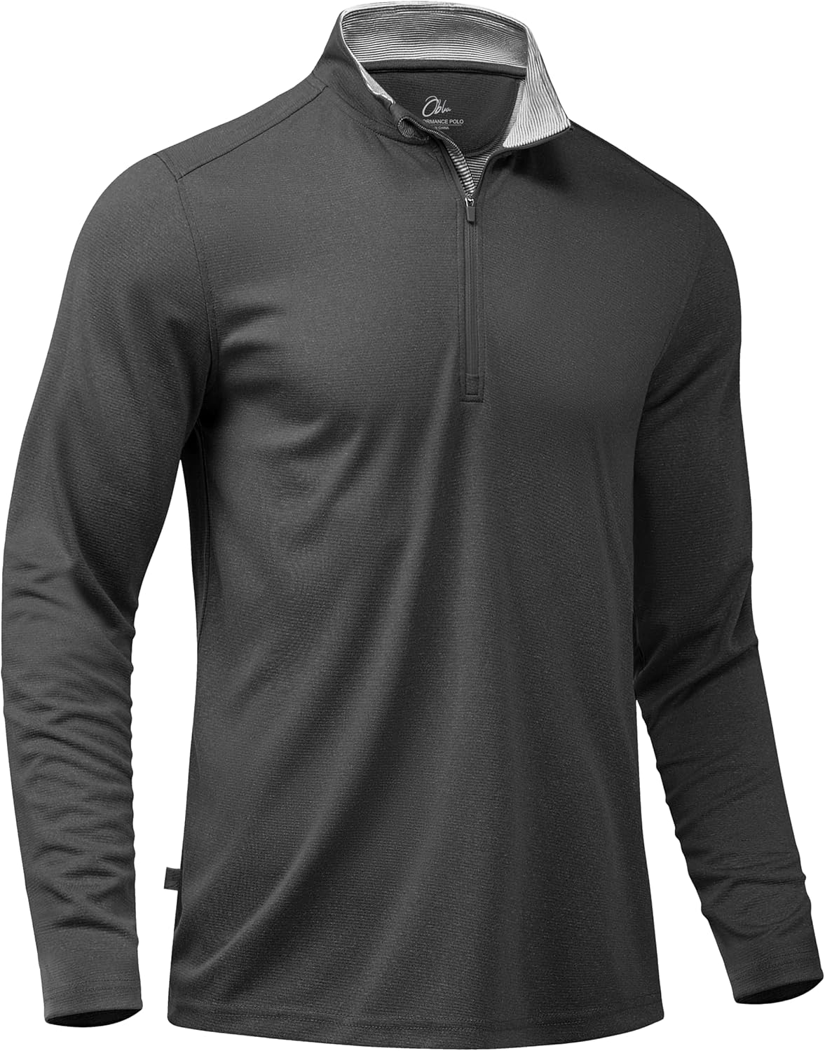 Golf Quarter Zip Pullover for Men Mock Neck Sweatshirt Lightweight Sun Protection Men's Long Sleeve Golf Shirt Charcoal Black Melange Medium
