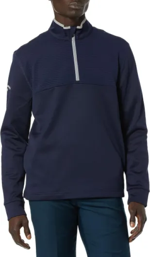 Mens Basics Long Sleeve Ottoman 1/4 Zip Pullover Peacoat 3X-Large