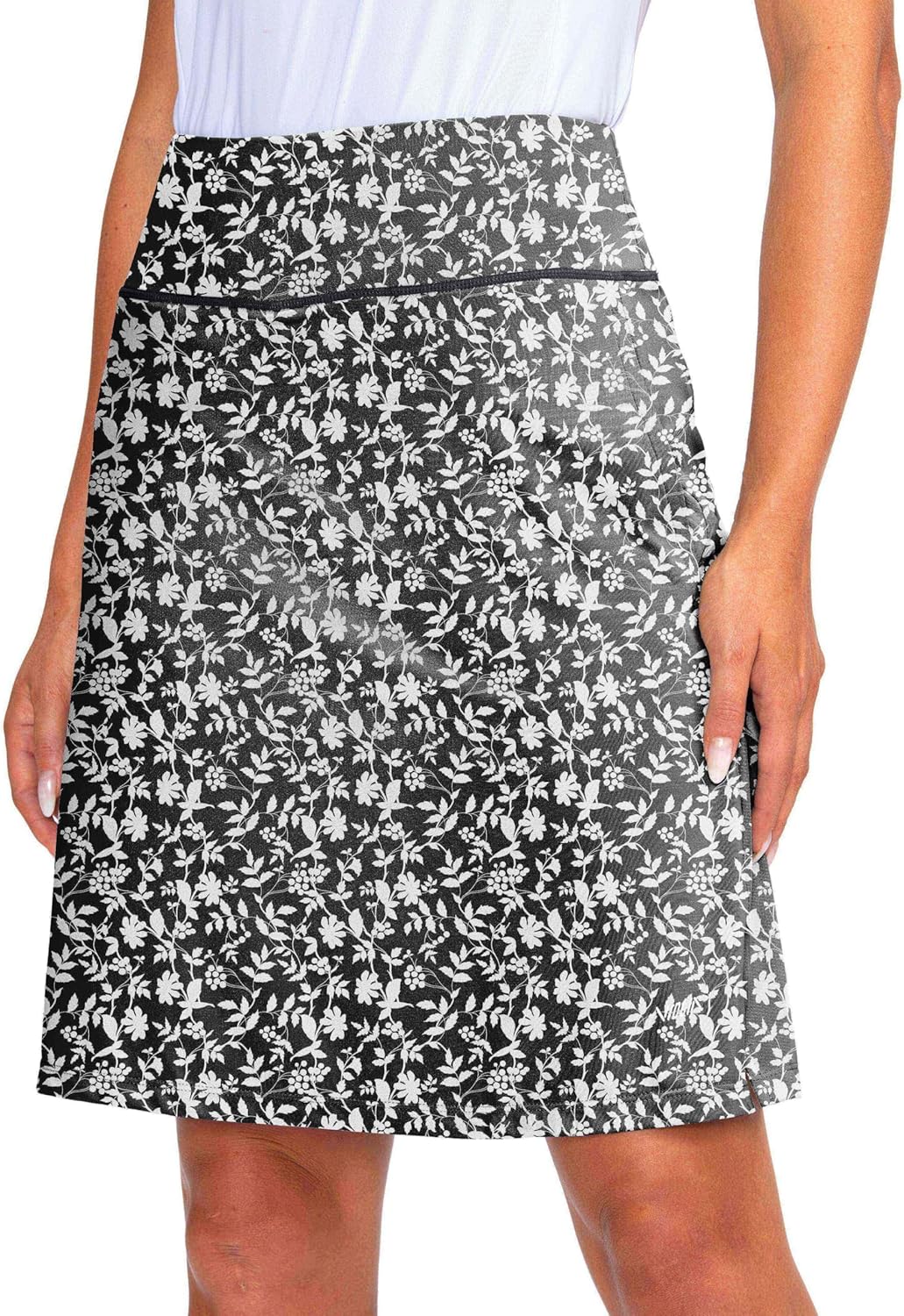 Women's 20" Knee Length Skorts Skirts UPF50+ Athletic Tennis Golf Skirt for Women Casual Summer Skirts Medium Black Flower