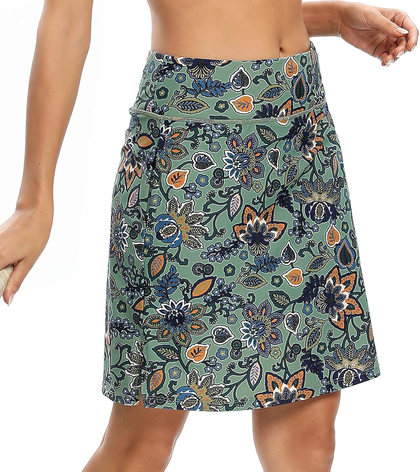 Skorts for Woman Golf Skirt Knee Length Tennis Athletic Skorts with Pockets Medium Gypsophila